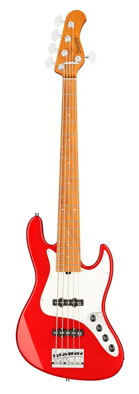 Schneller Versand Sadowsky MetroExpress 21-Fret Vintage J/J Bass, Roasted Maple Fingerboard, 5-String - Solid Candy Apple Red Metallic High Polish