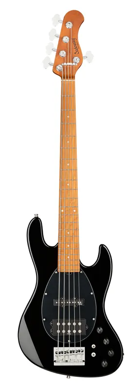 Sadowsky MetroExpress 21-Fret Vintage M/J Bass, Roasted Maple Fingerboard, 5-String - Solid Black High Polish Geprüft