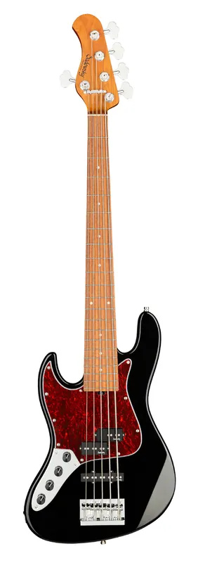 Letzte Chance Sadowsky MetroExpress 21-Fret Hybrid P/J Bass, Morado Fingerboard, 5-String, Lefthand - Solid Black High Polish