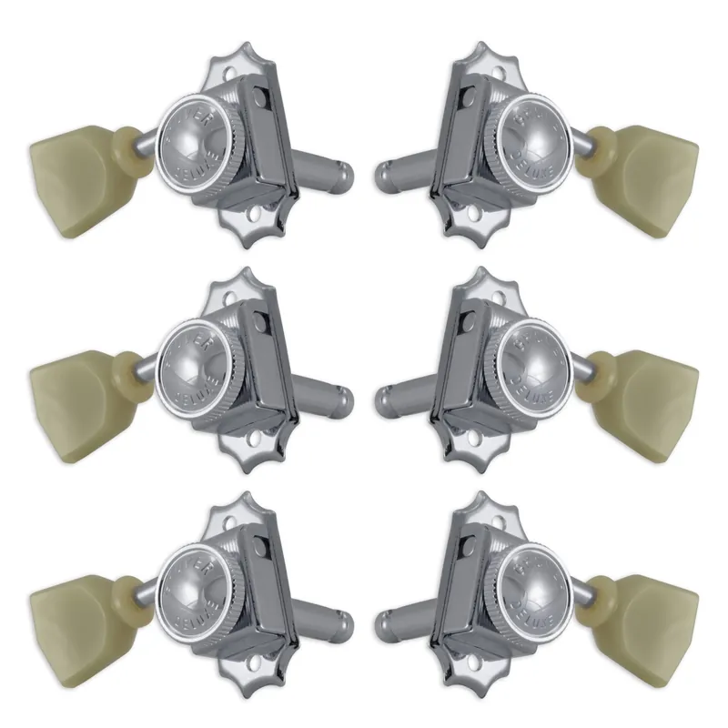 Geprüft Grover 533CK Vintage Locking Rotomatics with Keystone Button - Guitar Machine Heads, 3 + 3 - Chrome