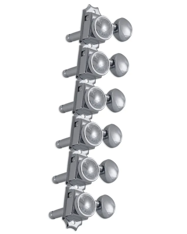 Billig Grover 533C6 Vintage Locking Rotomatics with Metal Button - Guitar Machine Heads, 6-In-Line, Bass Side (Left) - Chrome