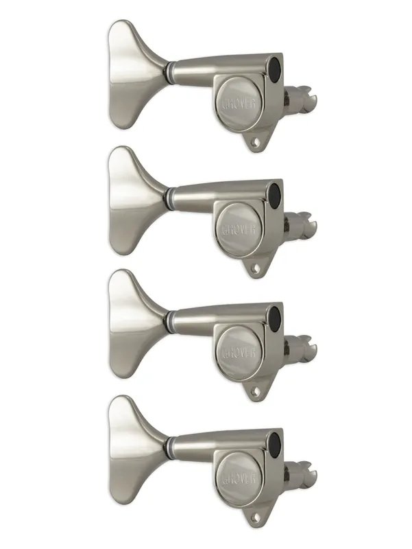 Grover 144NL4 Mini Bass Machines - Bass Machine Heads, 4-in-Line, Lefthand, Treble Side (Right) - Nickel Gratis Versand
