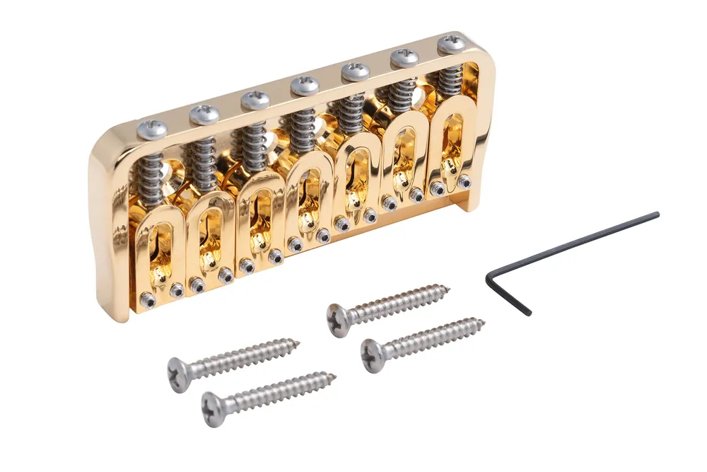 Hipshot Fixed Guitar Bridge for 7-String, .125" / 3.2 mm - Gold Beliebt