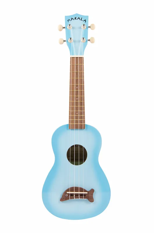 Highlight Makala Dolphin MK-SD-LBLBURST - Light Blue Burst Soprano Dolphin Ukulele, with Tote Bag