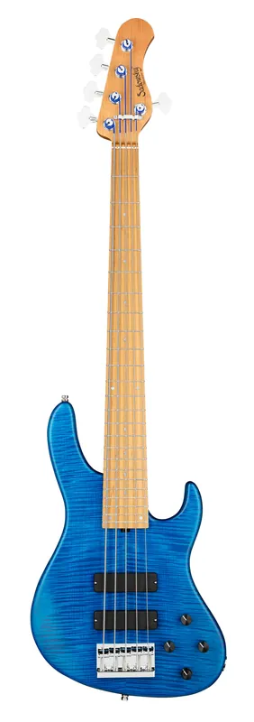 Garantierte Lieferung Sadowsky MetroLine Deluxe 24-Fret Modern Bass, Okoume Body, Roasted Maple Fingerboard, 5-String - Ocean Blue Transparent Satin
