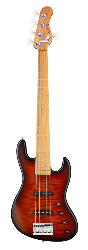 Nur Für Kurze Zeit Sadowsky MetroLine Deluxe 21-Fret Standard J/J Bass, Okoume Body, Roasted Maple Fingerboard, 5-String - Almond Sunburst Transparent Satin