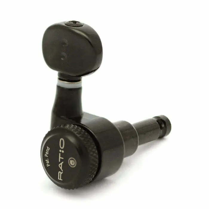 Graph Tech PRL-9731-B0 Ratio Electric Locking Machine Heads with Classic Button, Staggered Posts - 6-in-Line, Bass Side (Left) - Black Saisonangebot