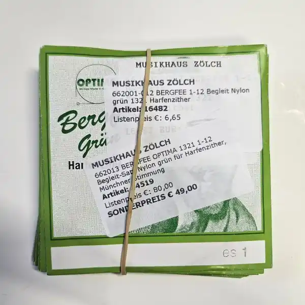 Optima Zither-Saiten Harfen-/Luftresonanz-Zither, Satz, Nylon grün 1321, Begleit Finale Aktion