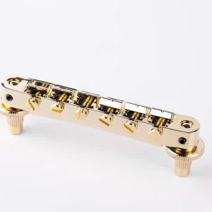 Online Kaufen TonePros NVR2P G - Tune-O-Matic Bridge with Pre-Notched Saddles (Standard Nashville Posts) - Gold