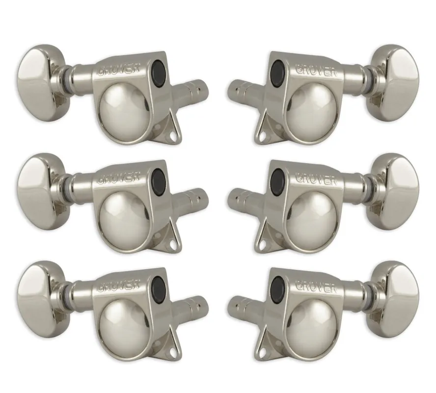 Grover 406N Mini Locking Rotomatics with Round Button - Guitar Machine Heads, 3 + 3 - Nickel Neuheit