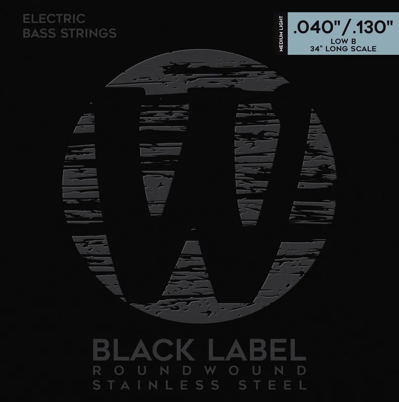 Warwick Black Label Bass String Set, Stainless Steel - 5-String, Low B, Medium Light, .040-.130 Kostenloser Versand