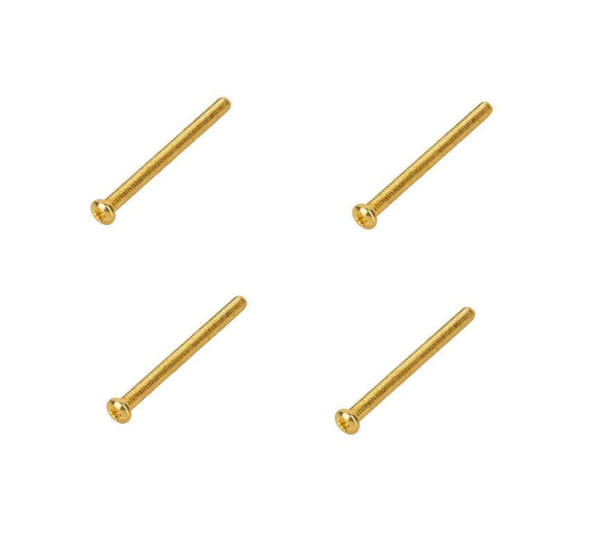 Schneller Versand Framus & Warwick Parts - Screw for Pickup Mounting, M2.5 x 30 mm, 4 mm Head, 4 pcs., Gold