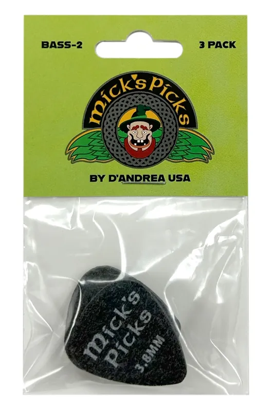 D'Andrea Mick's Picks Bass-2 - 351 Shape (BASS-2), 3 pcs Pick Pack, 3.80 mm, Grey Knallerangebot