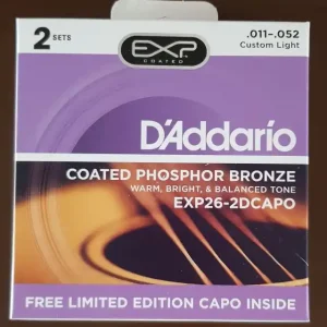 Billig D'ADDARIO EXP26-2D Saiten + Capo für Westerngitarre 011-052 - Set