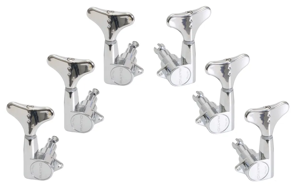 Sonderaktion Graph Tech PRB-6330-C0 Ratio Bass Machine Heads with Y-Style Button - 6-String, 3 + 3 - Chrome