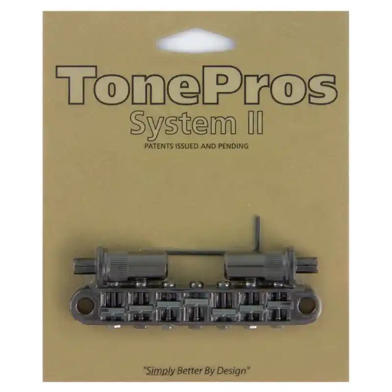 TonePros TP7 CK - 7-String Metric Tune-O-Matic Bridge (Large Posts / Notched Saddles) - Cosmo Black Kostenloser Rückversand