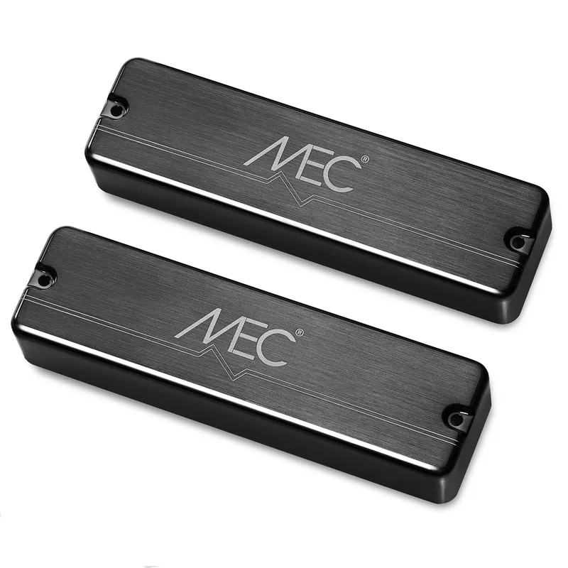 Top-Seller MEC Active Soapbar Humbucker Bass Pickup Set, Metal Cover, 6-String - Brushed Black Chrome