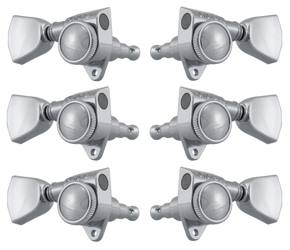 Grover 502CK Roto-Grip Locking Rotomatics with Crown Button - Guitar Machine Heads, 3 + 3 - Chrome Günstig