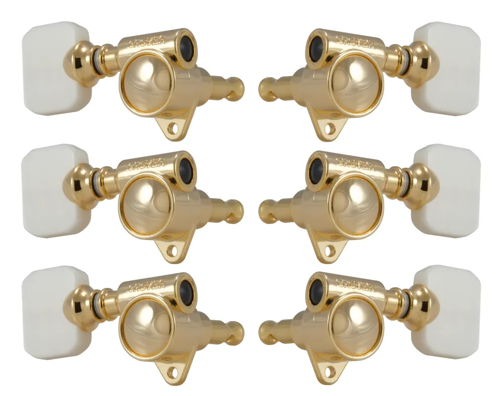 Neu Im Sortiment Grover 103G Original 'Milk Bottle' Style Rotomatics with Pearloid Button - Guitar Machine Heads, 3 + 3 - Gold