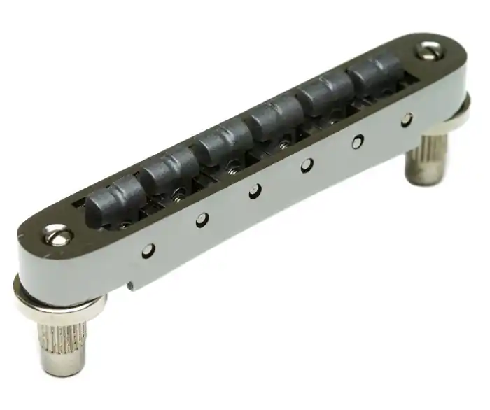 Neue Ware ResoMax PS-8843-BN - NV2 Tune-O-Matic Bridge with String Saver Saddles (Small Posts, 4 mm) - Black Nickel