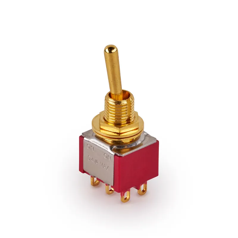 MEC Mini Toggle Switch, Long, Solder Lugs, ON/ON, DPDT - Gold Nur Für Kurze Zeit