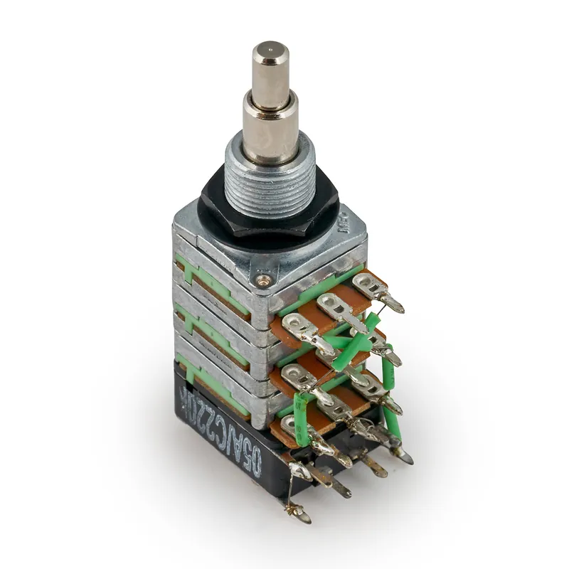 Markenware MEC Volume + Balance Potentiometer Push/Pull Module for Passive Pickups, B500K / )05C+05A 220K), DPDT, Solid Shaft, Lefthand