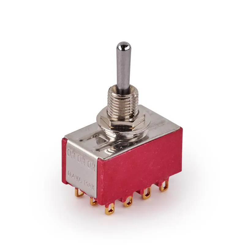 Geprüft MEC Mini Toggle Switch, Long, Solder Lugs, ON/ON/ON, 4P3T - Chrome