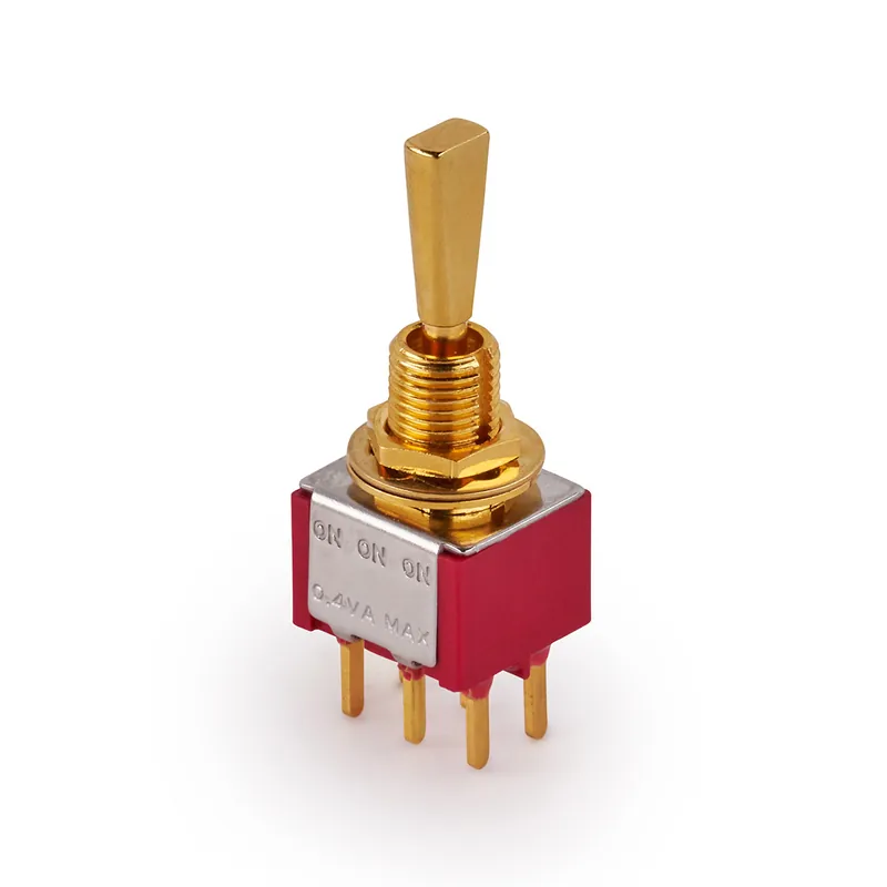 Jetzt Bestellen MEC Mini Toggle Switch, Flat, Print, ON/ON/ON, DP3T - Gold