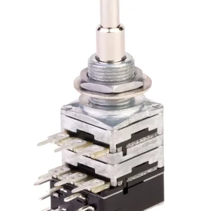 MEC Stacked Dual Mono Potentiometer, B100K/cc / B100K/cc, Push/Pull, DPDT, Solid Shaft Neue Ware