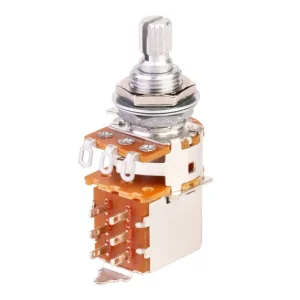 Neue Kollektion MEC 16 mm Mono Potentiometer, A250K, Push/Pull, DPDT, Split Shaft, Solder Lugs