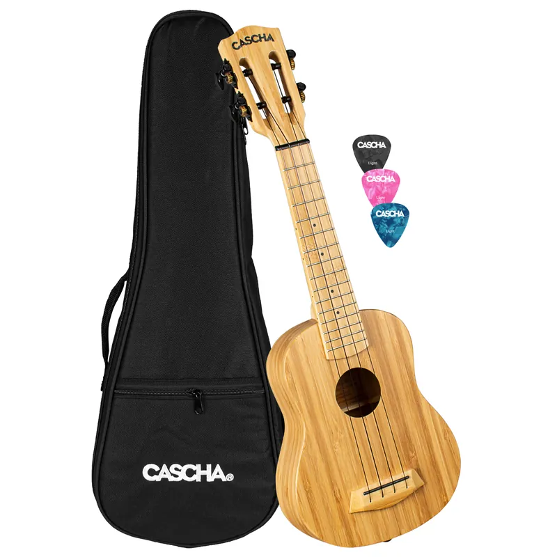 CASCHA HH 2312 Sopran Ukulele Bamboo Natur SET Ausverkauf
