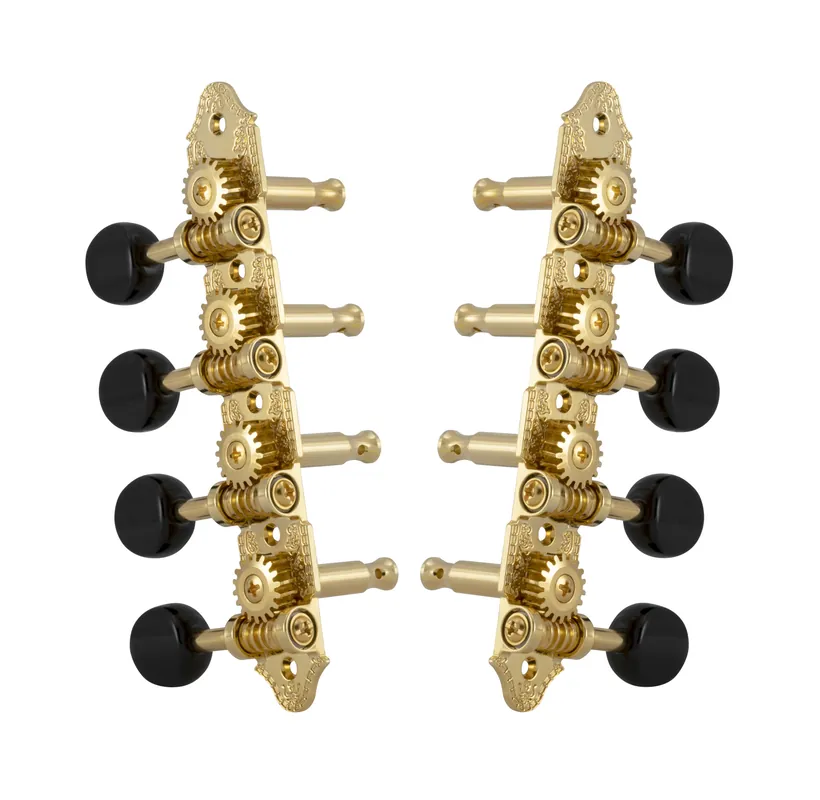 Mega-Angebot Grover 409VGB Professional Mandolin Vintage "A"-Style Machine Heads with Black Button - Standard, 4 + 4 - Gold