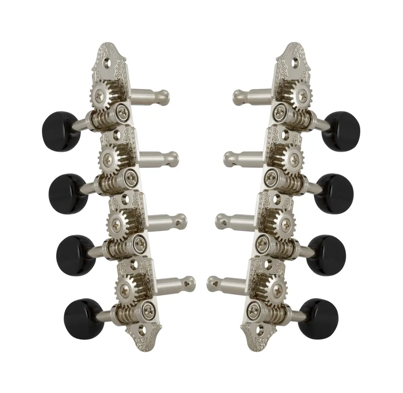 Grover 409VNB Professional Mandolin Vintage "A"-Style Machine Heads with Black Button - Standard, 4 + 4 - Nickel Begrenztes Angebot