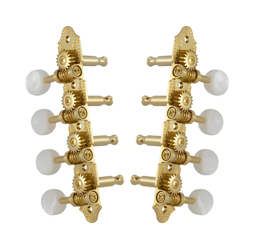 Bestseller Grover 409VG Professional Mandolin Vintage "A"-Style Machine Heads with Pearloid Button - Standard, 4 + 4 - Gold