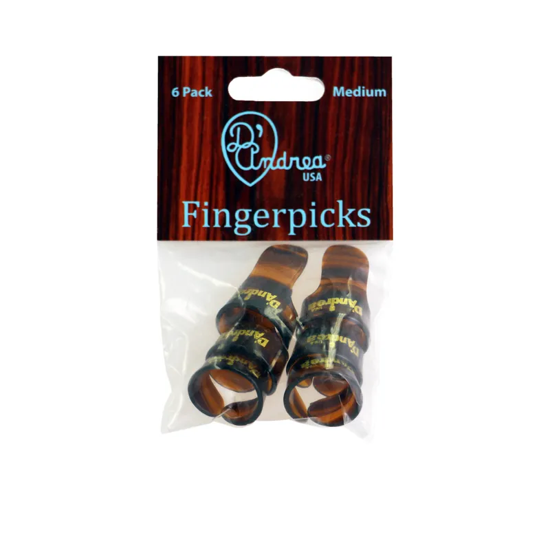 D'Andrea Finger Picks (R6374 MD SHL), 6 pcs Pick Pack, Medium, Shell Schnäppchen
