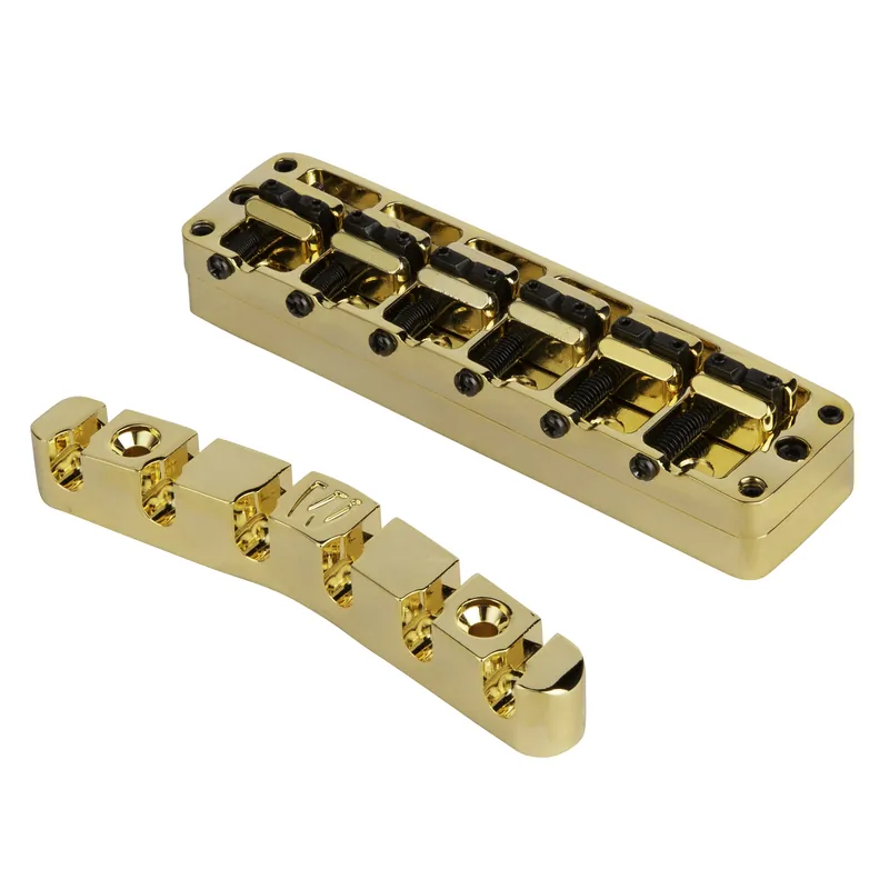 Warwick Parts - Bridge + Tailpiece, 6-String, Broadneck / Gold Neu Im Sortiment