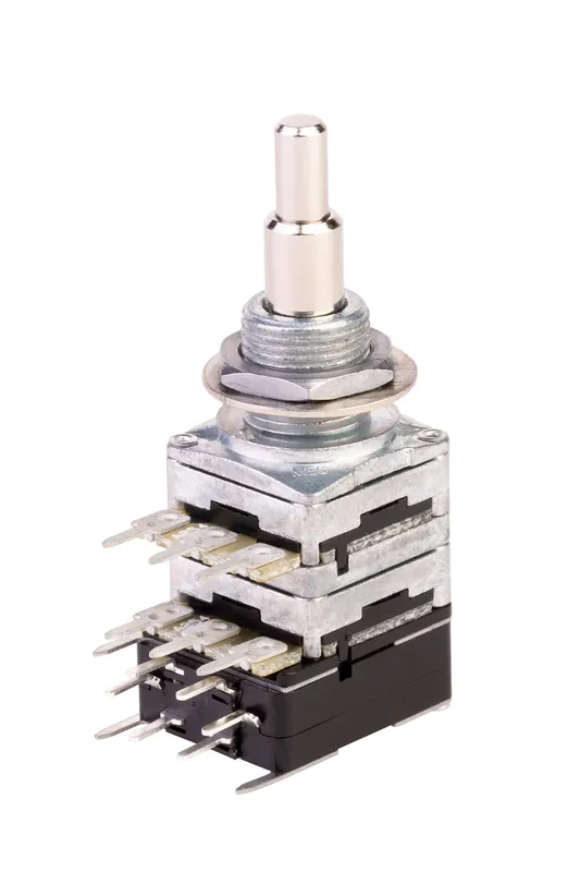 Markenprodukt MEC Stacked Dual Mono Potentiometer, A250K / A250K, Push/Pull, DPDT, Solid Shaft