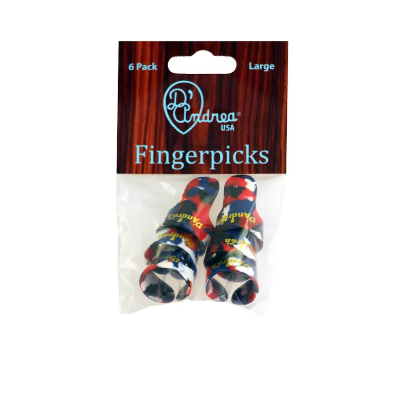Aktuell D'Andrea Finger Picks (R6374 LG MLT), 6 pcs Pick Pack, Large, Multicolored
