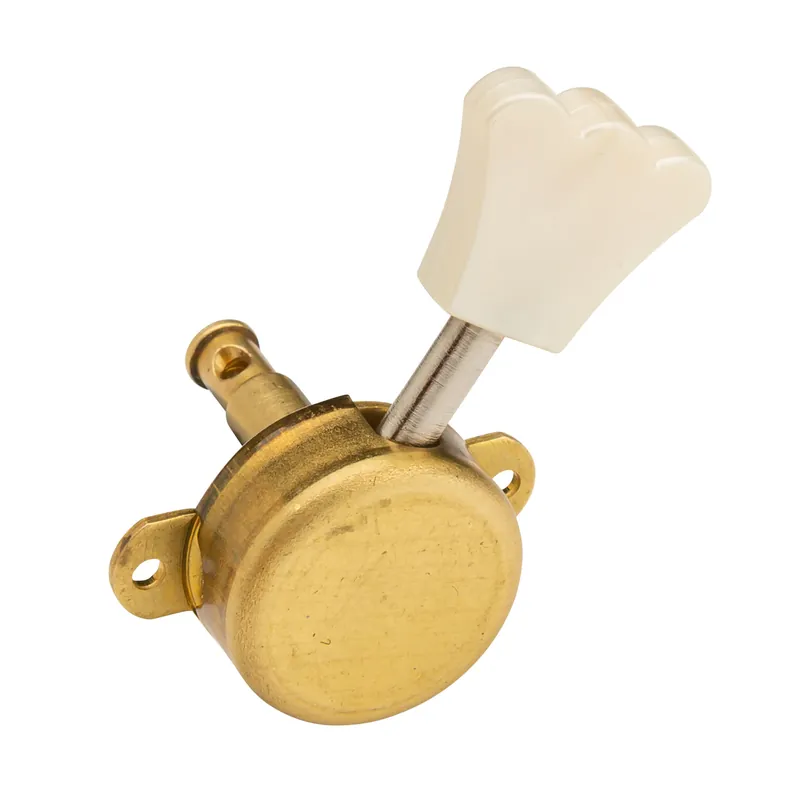 Framus Vintage Parts - Tuners with Pearloid Knob - Guitar Machine Heads, 6-in-Line, Bass Side (Left) - Brass Echt