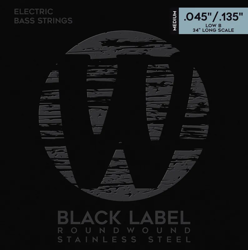 Warwick Black Label Bass String Set, Stainless Steel - 5-String, Low B, Medium, .045-.135 Ausverkauf