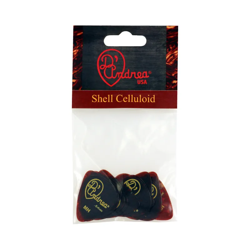 D'Andrea Shell Celluloid Picks - 351 Shape (TPG351 .84MH), 12 pcs Pick Pack, 0.84 mm, Shell Versand Am Gleichen Tag