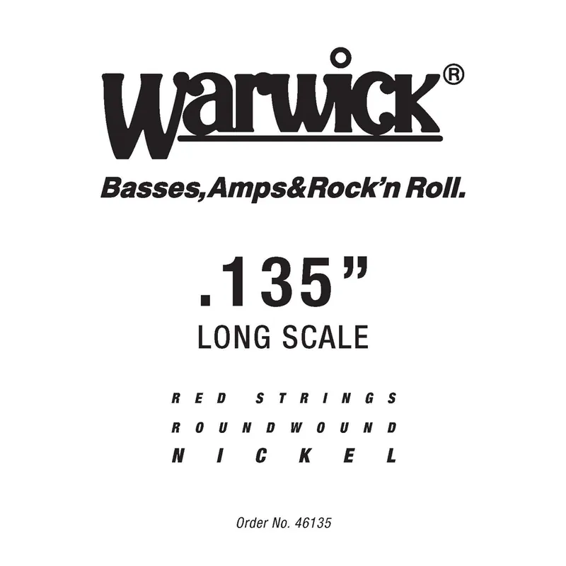 Warwick Red Strings Bass Strings, Nickel-Plated Steel - Bass Single String, .135", Long Scale Neue Kollektion