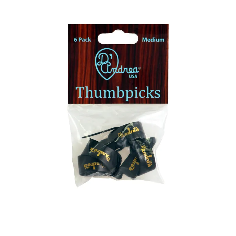 Preiswert D'Andrea Thumb Picks (R6371 MD BLK), 6 pcs Pick Pack, Medium, Black