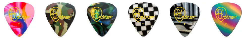 D'Andrea Wild Celluloid Picks - 351 Shape (TWC351 .46TH), 12 pcs Assorted Pick Pack, 0.46 mm Echt