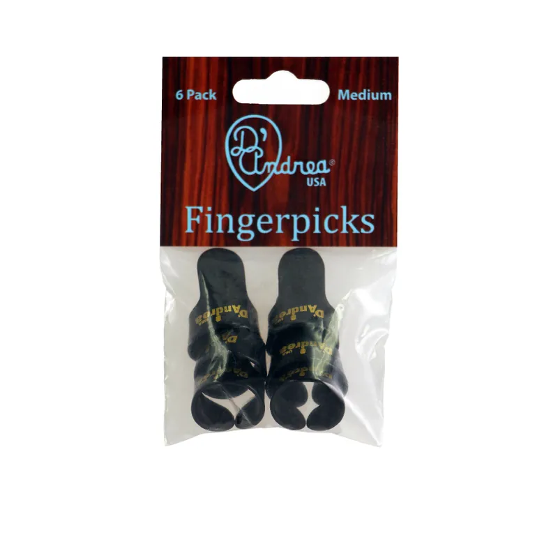 D'Andrea Finger Picks (R6374 MD BLK), 6 pcs Pick Pack, Medium, Black Preis Gesenkt