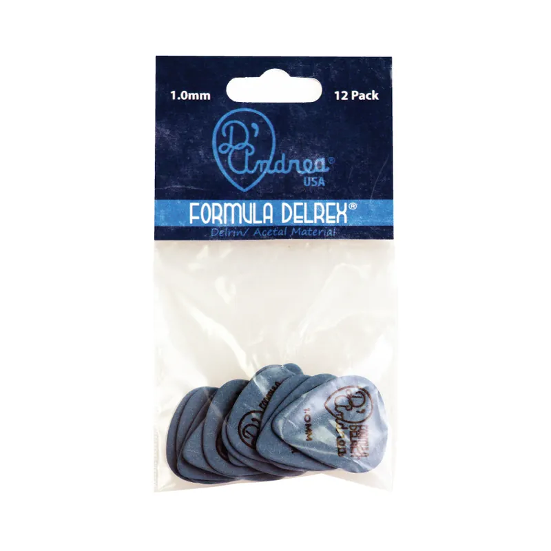 Nur Heute D'Andrea Formula Delrex Picks - 351 Shape (TPD351 1.00HV), 12 pcs Pick Pack, 1.00 mm, Blue