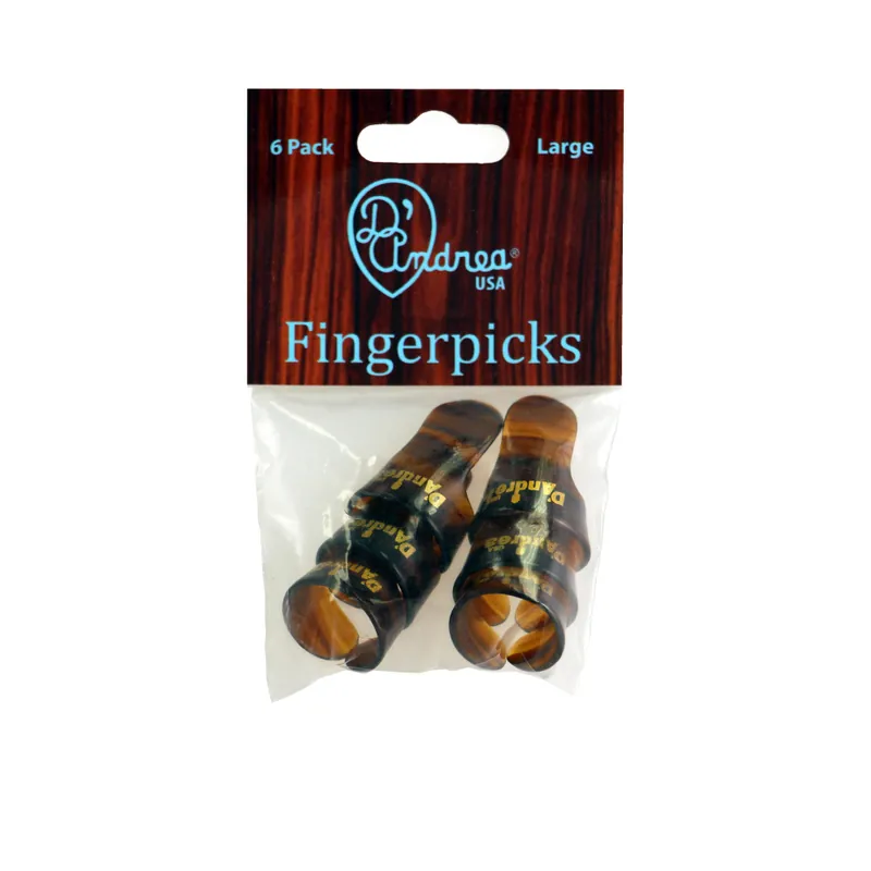 D'Andrea Finger Picks (R6374 LG SHL), 6 pcs Pick Pack, Large, Shell Rabatt