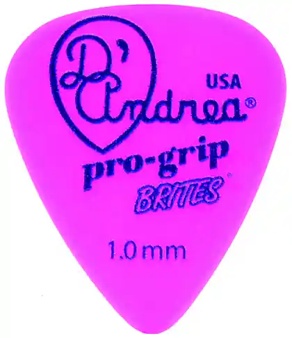 D'Andrea Pro-Grip Brites Picks - 351 Shape (RPGB351 1.00HV), 72 pcs Refill Bag, 1.00 mm, Pink Aktuell
