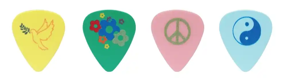 D'Andrea Cool Plecs "Peace & Love" - 351 Shape (RPPLM), 12 pcs Assorted Pick Pack, 0.71 mm Markenprodukt