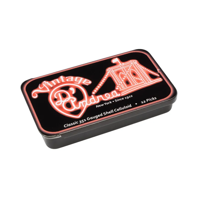D'Andrea Shell Celluloid Picks - 351 Shape (TNVSM), 12 pcs Pick Tin, 0.71 mm, Shell Letzte Chance